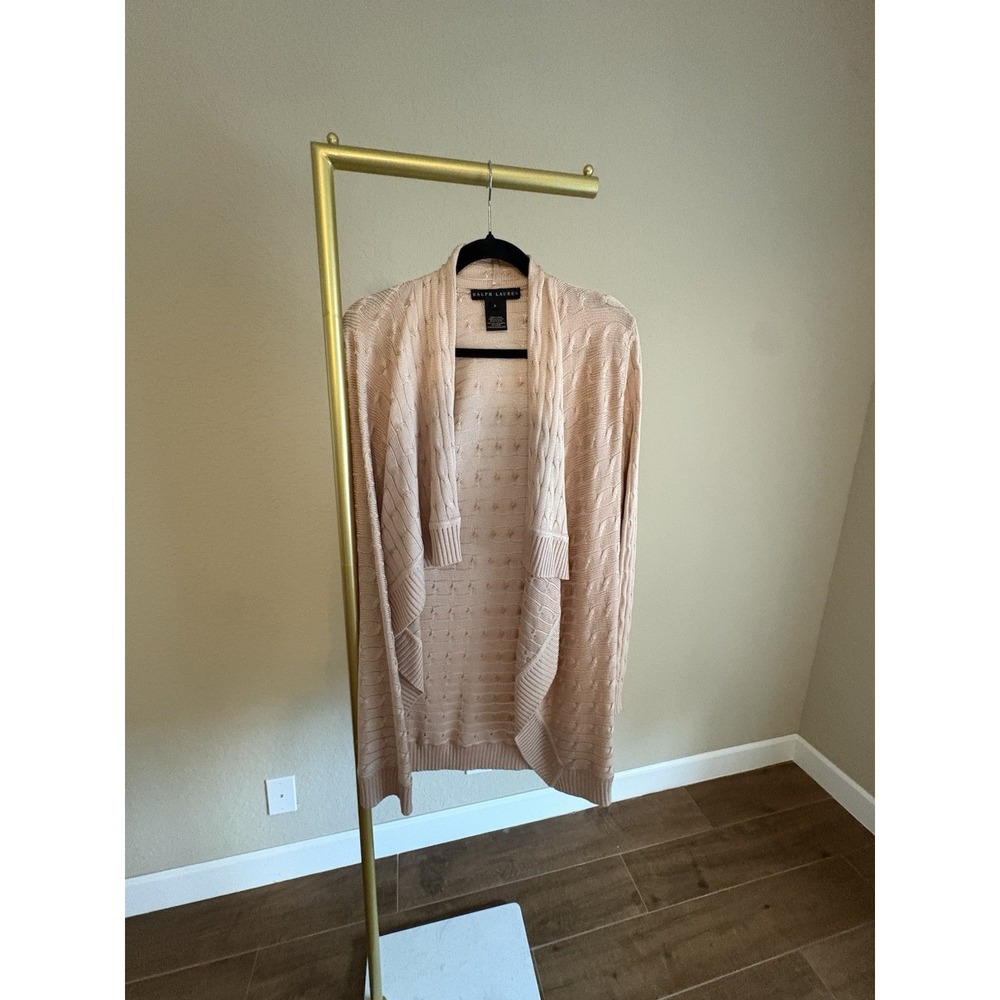 Ralph Lauren Black Label Women's Silk Cable Long Cardigan Size M Quiet Luxury